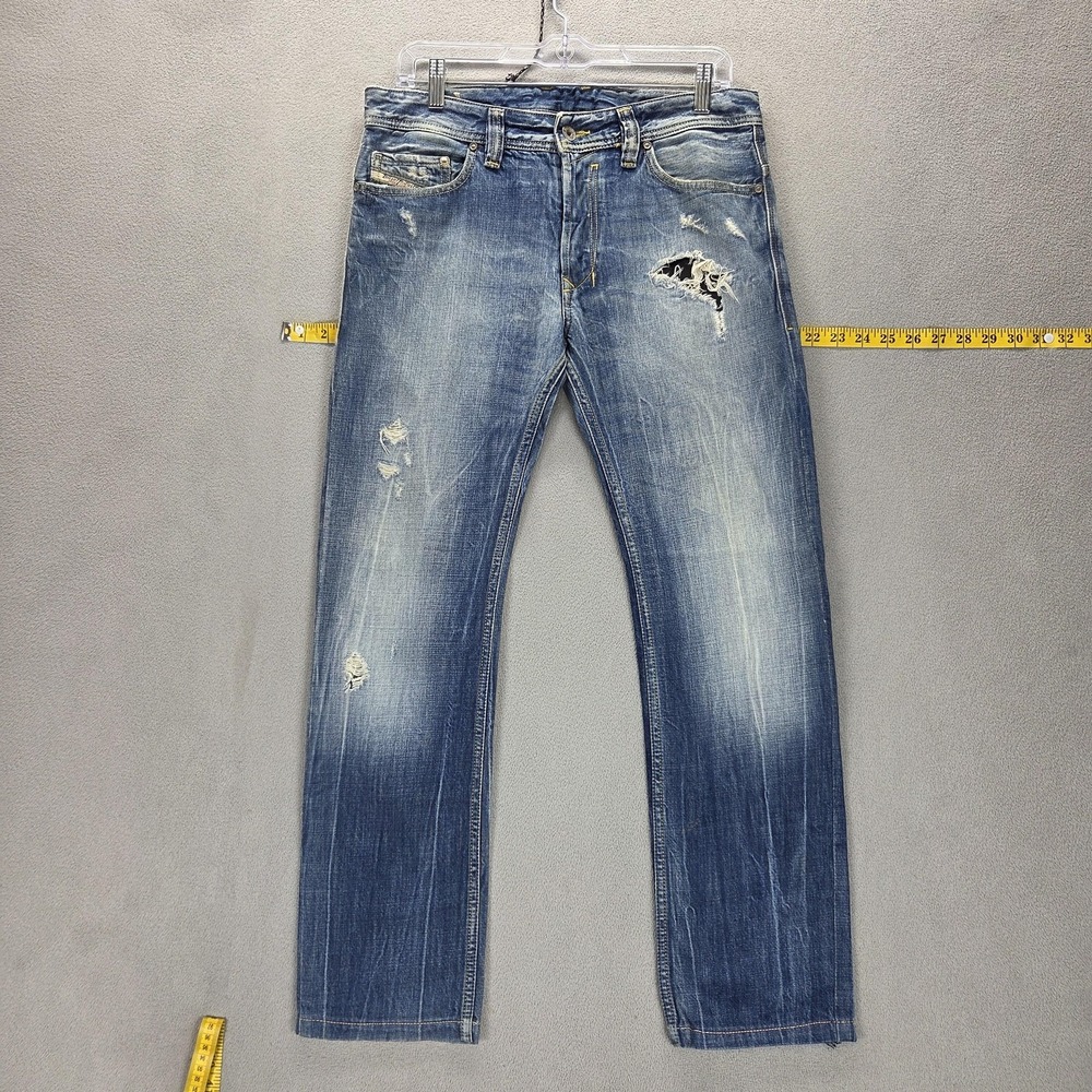Diesel Jeans Mens 28x34 Blue Safado Regular Slim Straight Altered Hem 008QL
